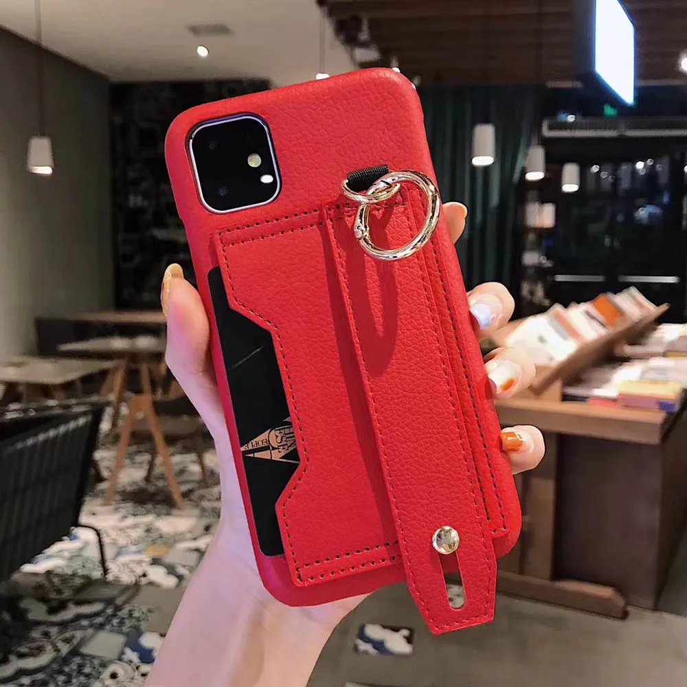 Чехол со слотом для карт и ремешком на запястье для iPhone XS Max, кожаный чехол-подставка для iPhone 8, 6 S, 6, 7 Plus, X, XR, 11 Pro, Max