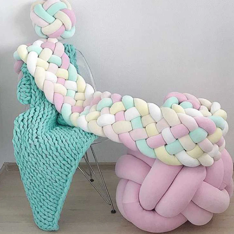3-4M 6 knotted cot bumper baby braid protective cradle protector for cot bumpers in the crib protector bedroom girl decoration