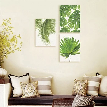 

Green Plant Fresh Palm Leaves Canvas Painting Nordic Poster And Print Wall Art Picture For Living Room Home Decor No Frame