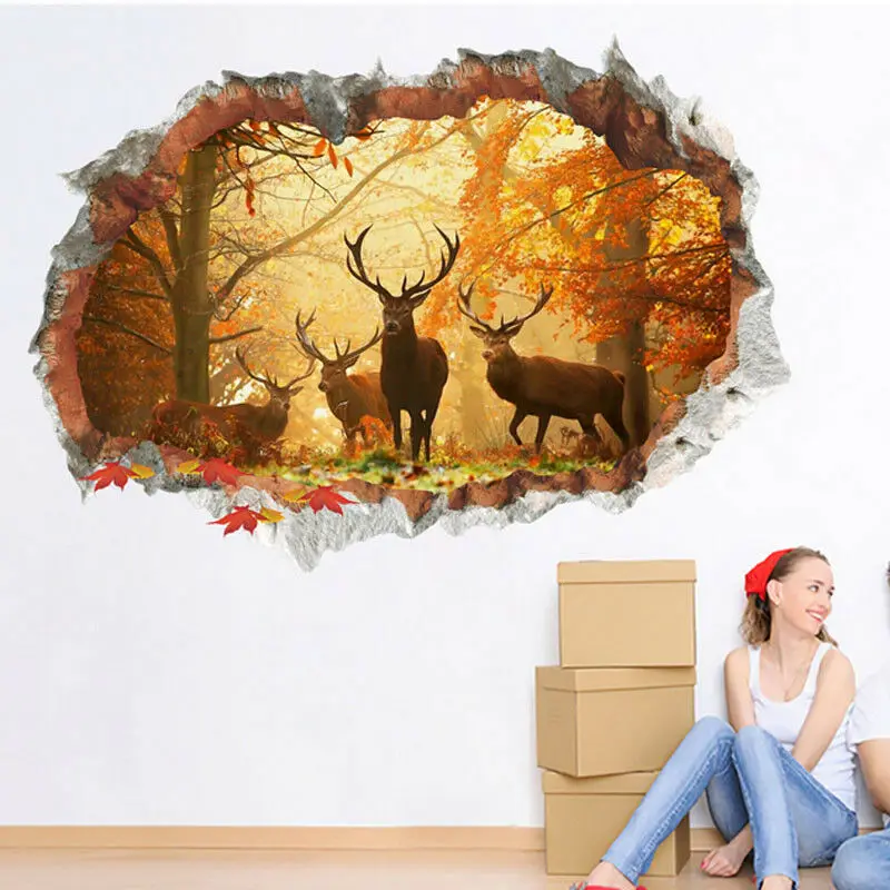 2020 New Modern Style Home Decor Wall Decal Sticker Forest deer elk buck head forest animal hunting | Дом и сад