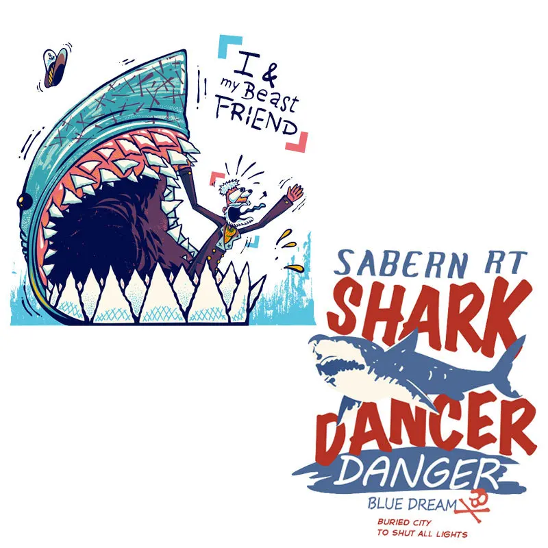 

Heat Transfer Large-size Cute Patches for DIY T-shirt Jacket Clothing Accessories Boy Girl DIY Shark Pattern Patches