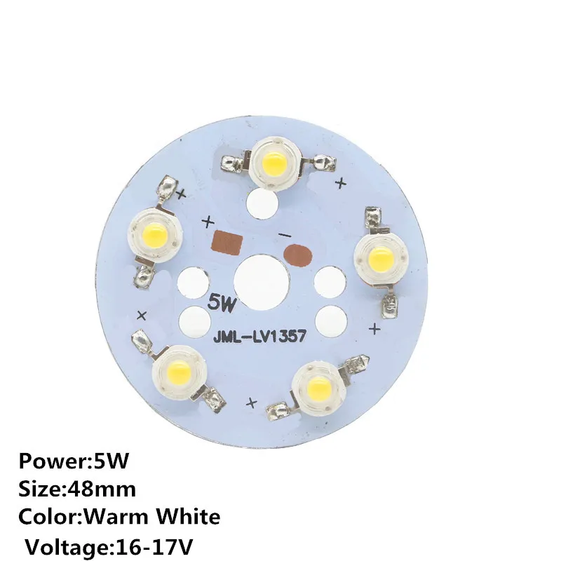 5W 48mm Warm White 1 шт. 3W 5 Вт 7 Вт 35 мил светодиодный чип-бисер с 23 мм 30 мм 48 мм круглый PCB белый/теплый белый светодиодный фонарь CREE автомобильный светильник с диодным питанием - Испускаемый цвет: 5W 48mm Warm White