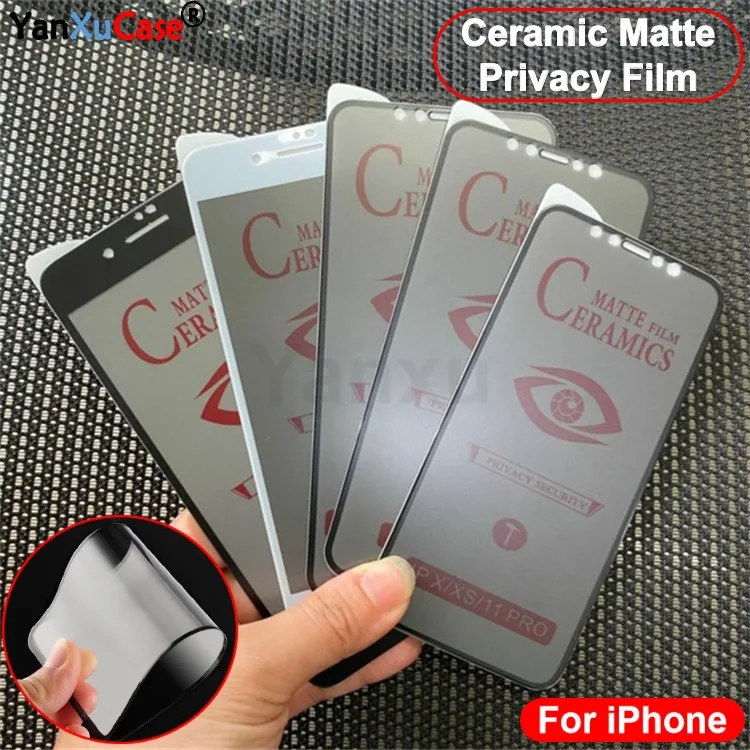 

100Pcs 3D Matte Privacy Soft Ceramic Screen Protector For iPhone 13 12 11 Pro XS Max X XR 7 8 6S Plus SE2 12Mini Anti-spy Film