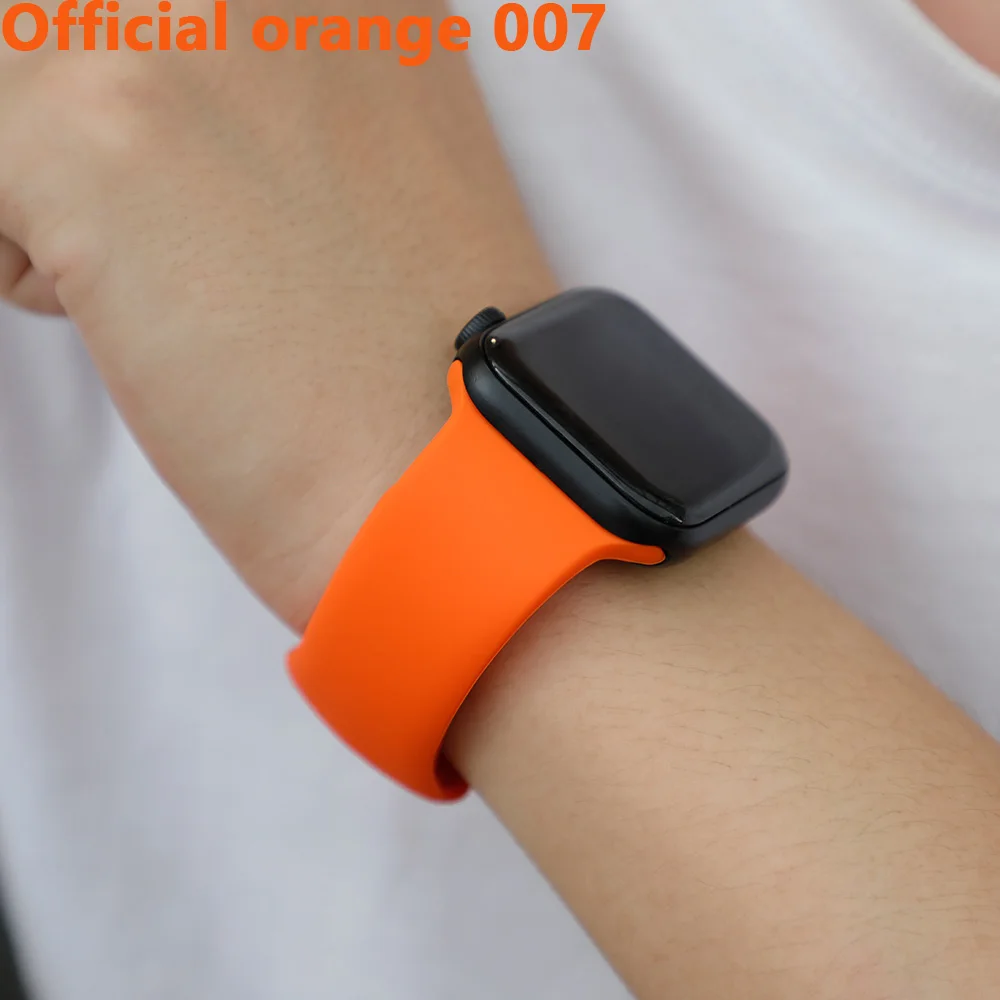 Official orange 007 Ремешок для apple Watch 5 4 ремешок 44 мм 40 мм iwatch 3 2 ремешок 42 мм 38 мм Correa apple watch силиконовый браслет аксессуары - Цвет ремешка: Official orange 007