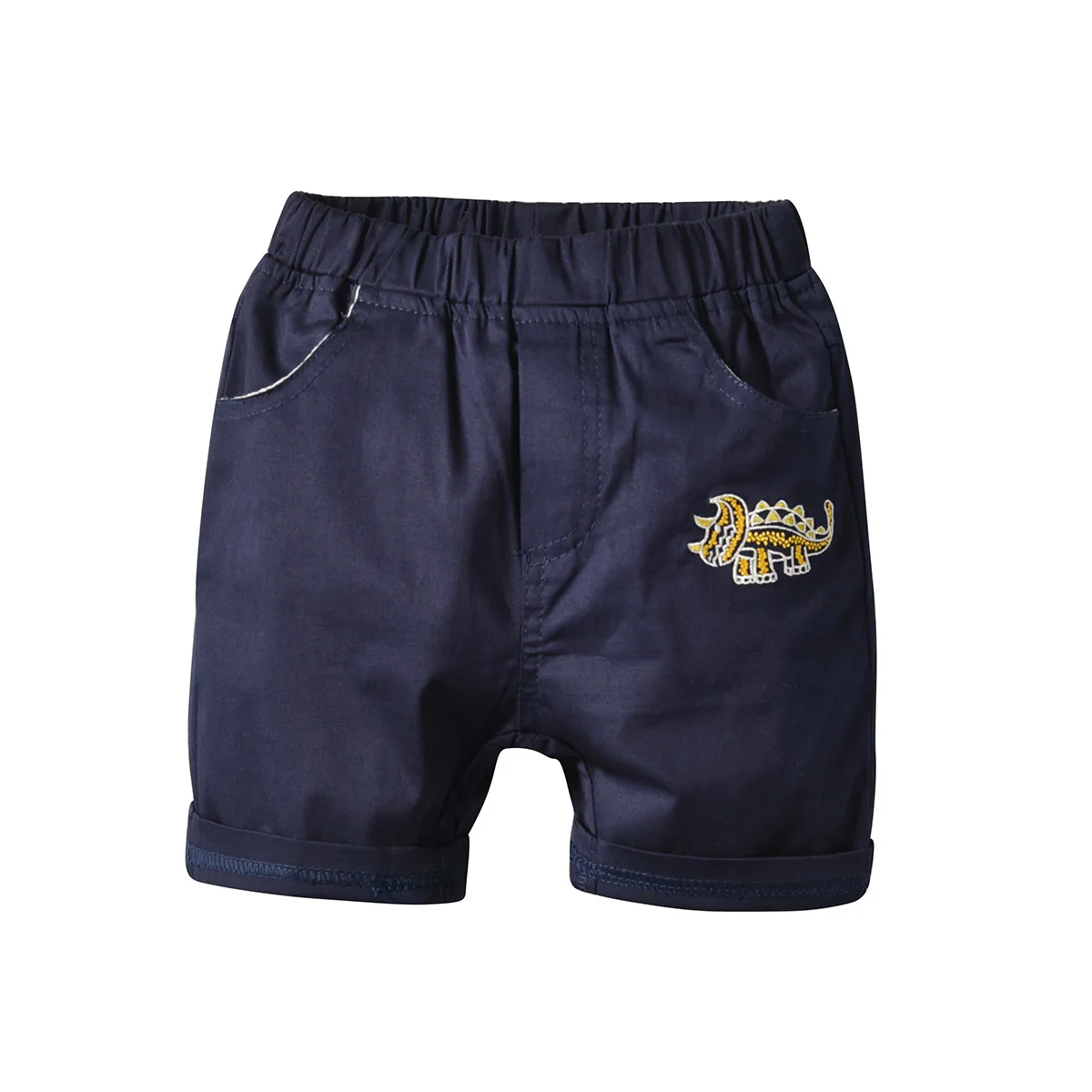 

New Style Europe And America Child Pants Shorts Summer BOY'S Tatting Twill Dinosaur Casual Pants Elastic Pants