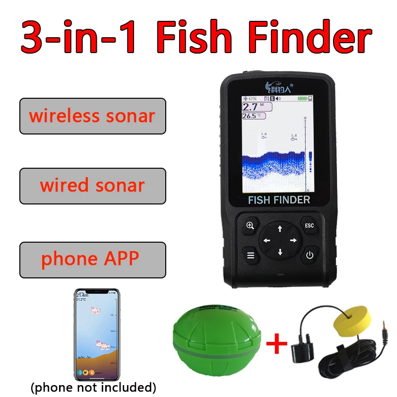 Sonar portable pêche sans fil avec APP et écran LCD couleur - Détecteur de poissons nouvelle génération 2025