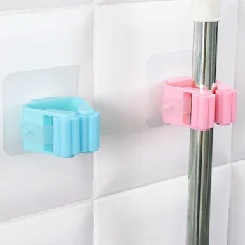 

6pcs Household wall-mounted mop rack broom rack finishing rack storage rack kitchen tool shelf for bathroom kitchen mop hook