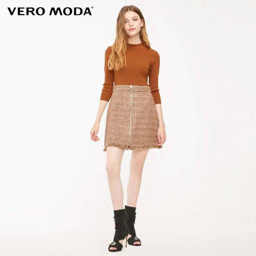 Vero Moda женское OL Стиль сплайсинга шерсть трикотажное платье | 319146509