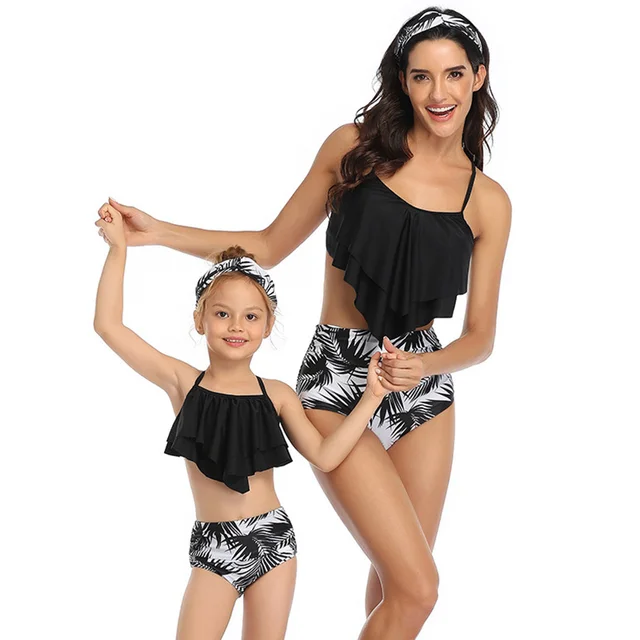 Family Swimsuit Mommy and Me Clothes Bikini Beach Shorts mother daughter swimwear baby girl and mom Outfits family maching look