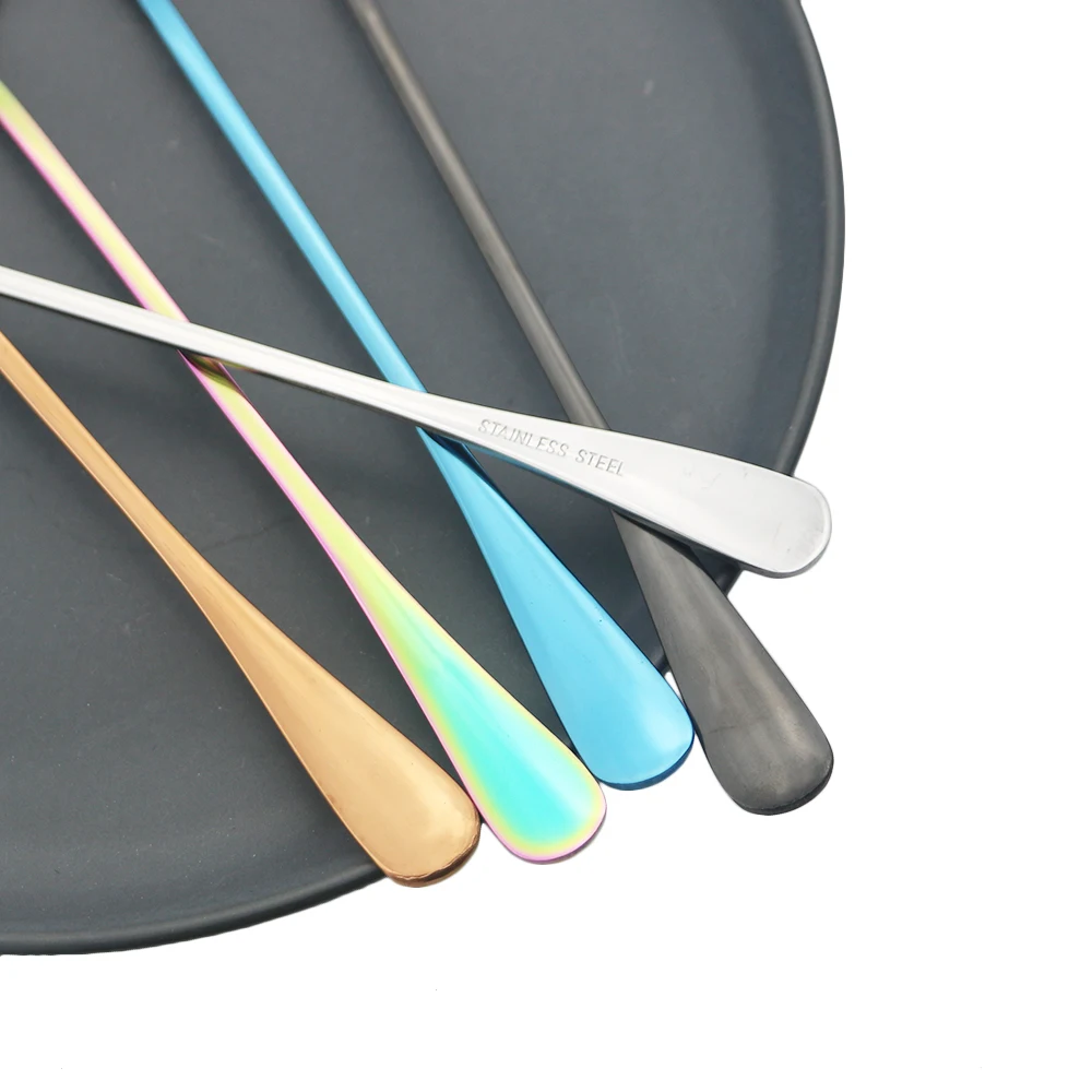 Description Picture 5 of item4Pcs Juice Coffee Stirring Spoon Set Colorful Cutlery Tea Spoon Dinnerware Ice Cream Long Handle Scoop Silverware Kitchen Tools