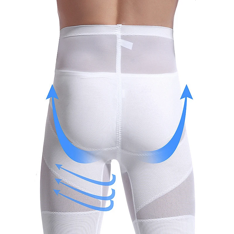 Men's Tummy Control Shapewear Shorts High Waist Slimming Anti-Curling Underwear Body Shaper Seamless Boxer Brief