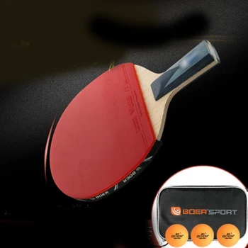 

BOER Lightweight Table Tennis Racket Ping Pong Paddle Cover 3 Ball Set Long/Short Handle S7 Baseplate Designed