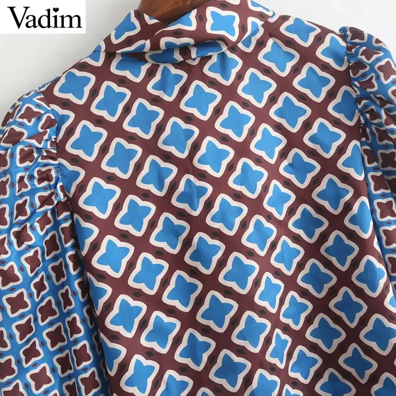 Женское элегантное платье vadim с галстуком-бабочкой, блузки с принтом, рубашка с длинным рукавом, винтажная офисная одежда, повседневные топы, blusas mujer LB538