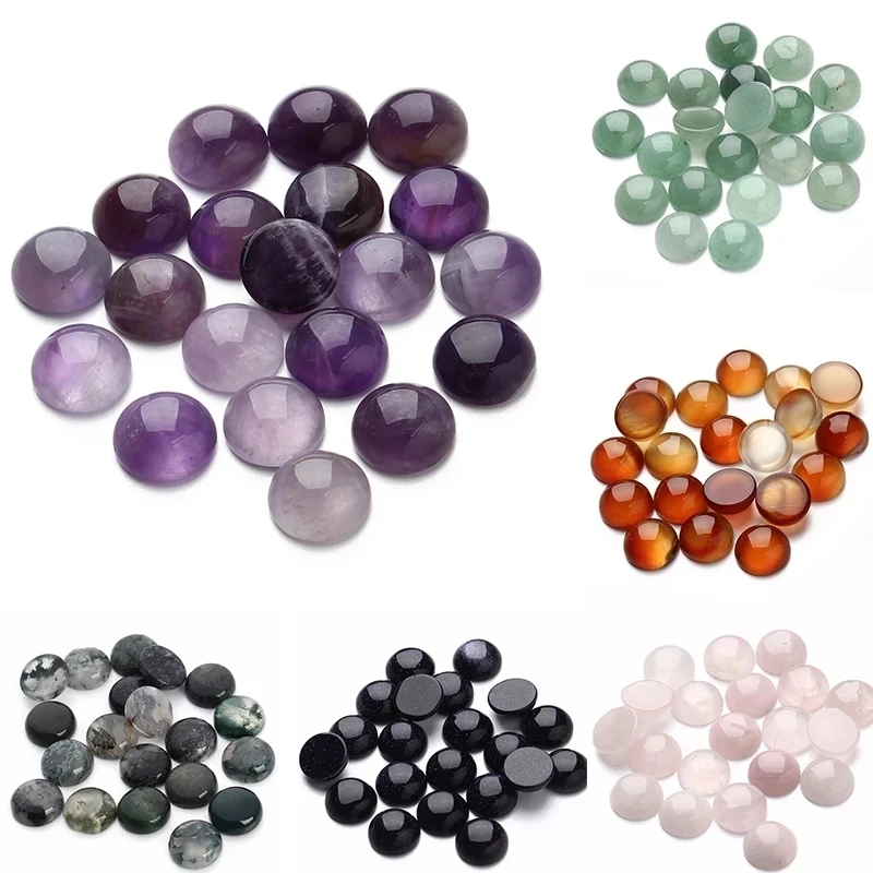 Louleur Purple Amethysts Natural Stone Cabochon Beads Round Onyx Cabochons Loose Beads Cabochon Cameo DIY Rings Necklace