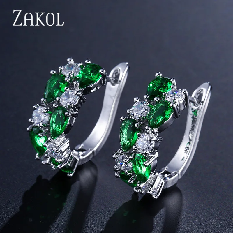 ZAKOL, модные серьги-гвоздики, розовый, золотой цвет Цирконий, Мона Лиза, Разноцветные серьги с кристаллами для женщин, свадебные ювелирные изделия, FSEP094