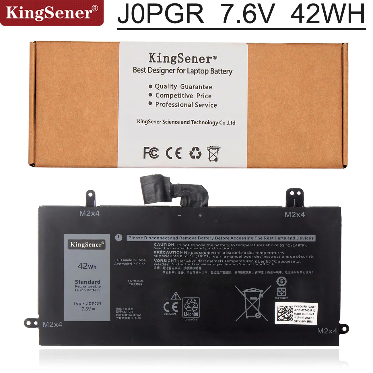 Kingsener 7.6v 42wh J0pgr Bateria do Portátil para Dell Latitude 5285 5290 T17g 1wnd8 Jopgr X16tw T17g001 Livre 24 Meses de Garantia