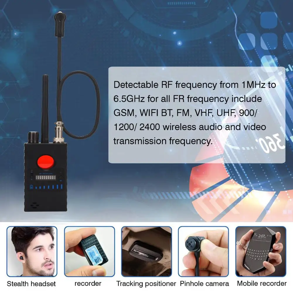Anti Spy Hidden Camera Detector Wireless RF Signal Bug Detects Ultra-Sensitive Sweeper GSM Listening Spy Camera Device Scanner