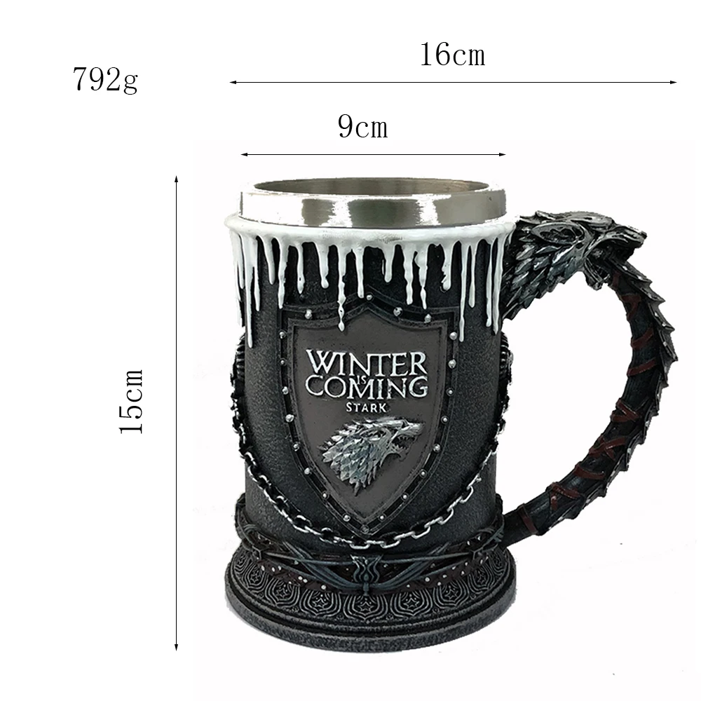 Игра престолов зима грядущий Старк кружка Кубок из нержавеющей стали 3D Кофе Кружка посуда для напитков чашка лучший фестиваль подарки