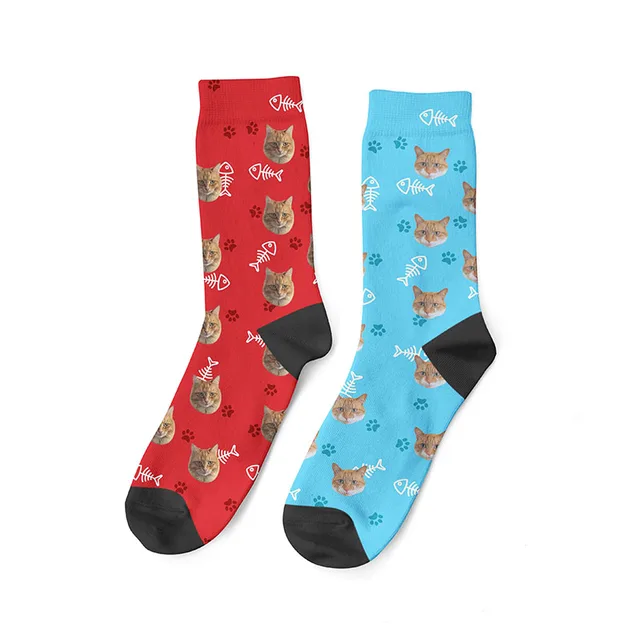 Custom Funny Cat Fishbone Socks