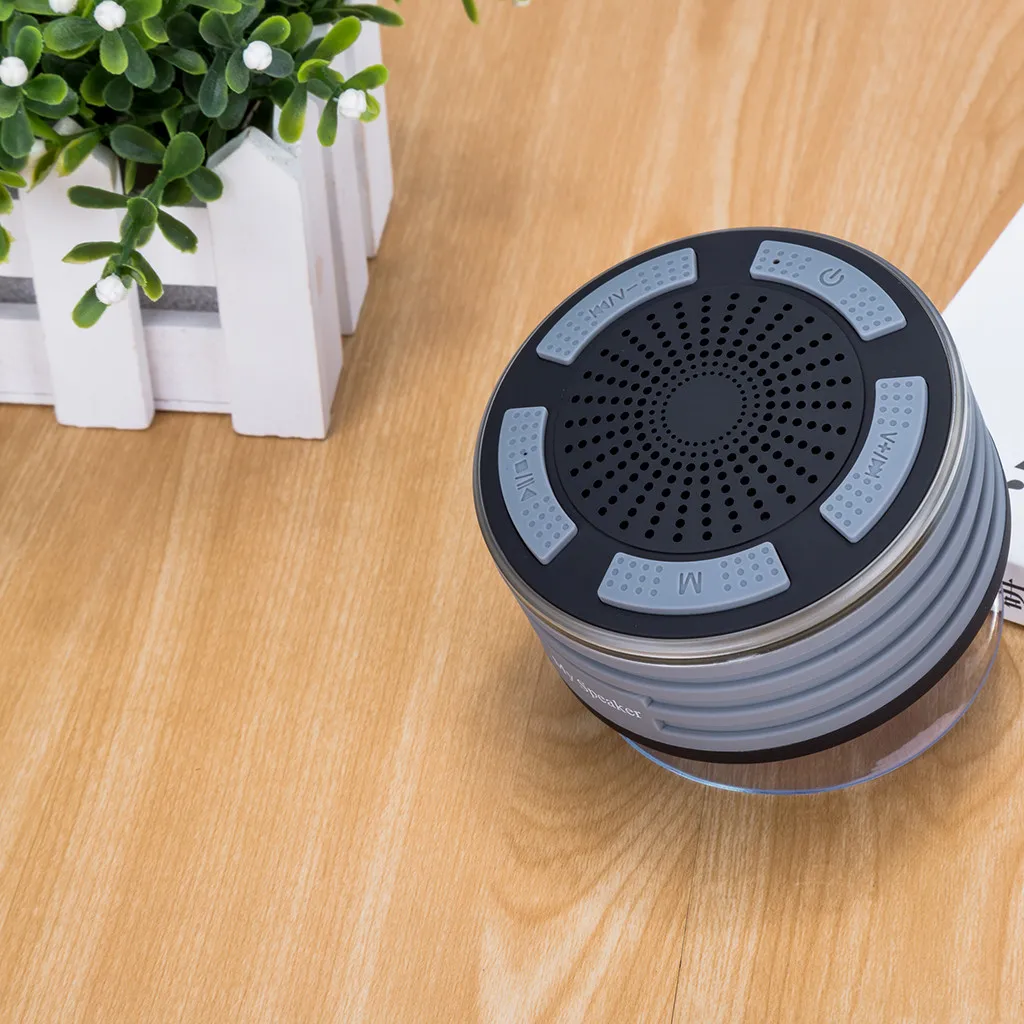 HIPERDEAL Портативный беспроводной bluetooth динамик с радио Душ динамик IPX7 присоской, встроенный микрофонный - Цвет: Серый
