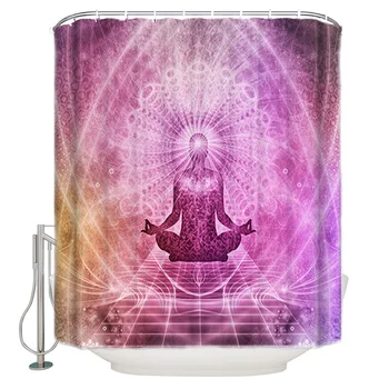 

Yoga Pink Shower Curtain Bathroom Curtain Polyester Fabric Bath Curtain Washable Home Bath Decor