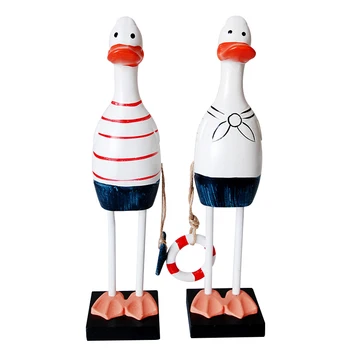 

Wood Carving Ornaments Wood Decorative Crafts Painted Couple Duck Model Decorations Home Desktop Ornaments Set Two Ducks Nordic