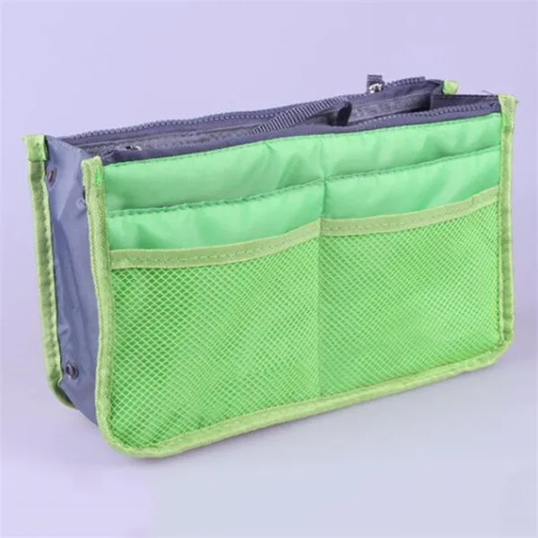Nylon Cosmetic Bags For Women Tote Insert Double Zipper Makeup Bag Toiletries Storage Bag Girl Outdoors Travel Make Up Organizer Green