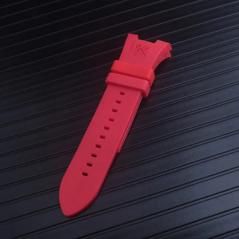 Силиконовый ремешок для часов AX1803 | 1802 | 1050 водонепроницаемый силиконовый ремешок черный красный браслет 31*14 мм - Цвет ремешка: red silver clasp