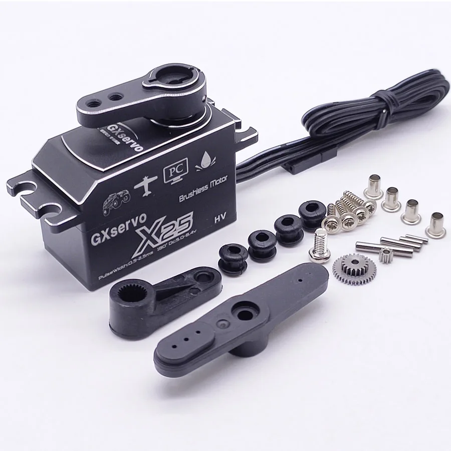 GXServo X25 25kg 7.4v 高速電圧スチールギア防水ブラシレスロー