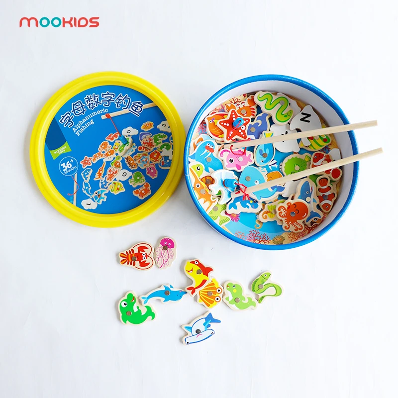 

Mookids 40pcs Children Number Letter Magnetic Fishing Game Children's Game Magnet Fish Toy Game Educational Developing Toys For
