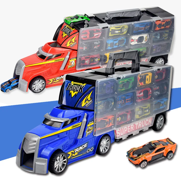

New Style Hand Container with 12 Inertia Sliding Metal Car CHILDREN'S Car Toy Model Stall