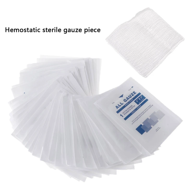 50 шт. стерильная марля колодки 3x3 ''с антипригарным покрытием Медицинской гигроскопической ваты тампоны для здоровья