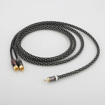 

Audiocrast A53 OFC 3.5MM TO 2 RCA cable 24K Gold Plated Plug 3.5mm to 2 RCA audio 2 RAC male to 3.5 male Speaker cable