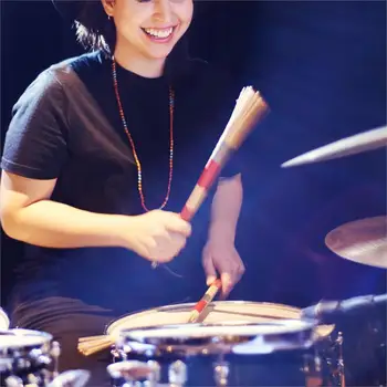 

1 Pair Drum Brushes Retractable Wire Brushes Sticks Brush + 1 Pair Rods Drum Brushes Sticks Set