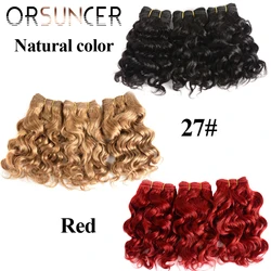 Short Jerry Curly Hair Weave Bundles Cheap Wholesale 7 Bundles/set Brazilian Remy Human Hair Extensions Black /Brown/Red Color