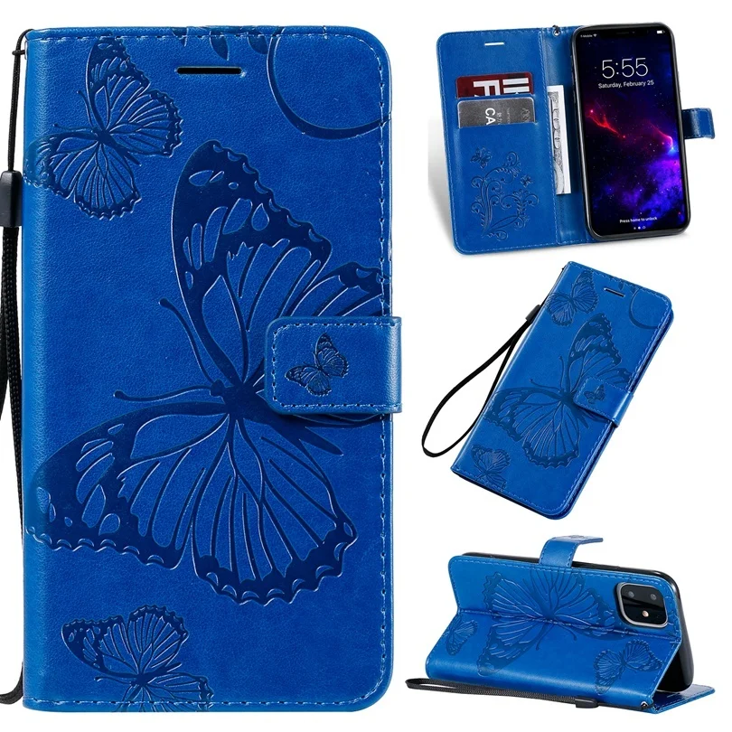 Wallet Flip 3D Butterfly Leather Case For iPhone 11 Pro X XS XR Max 5 5S SE 6 6S 7 8 Plus Book Cases Soft TPU Phone Cover Fundas iphone 7 cardholder cases