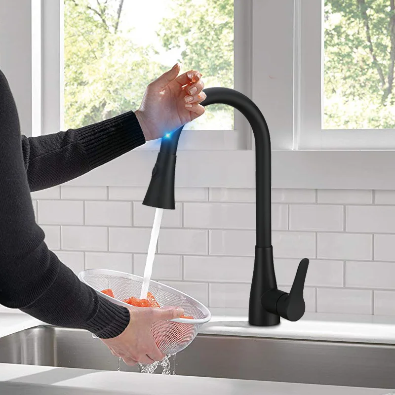 Vidric Black Pull Out Sensor Kitchen Faucet Sensitive Smart Touch Kitchen Faucet Mixer Tap Touch Sensor Smart Black Kitchen Tap - Цвет: Sensor Faucet