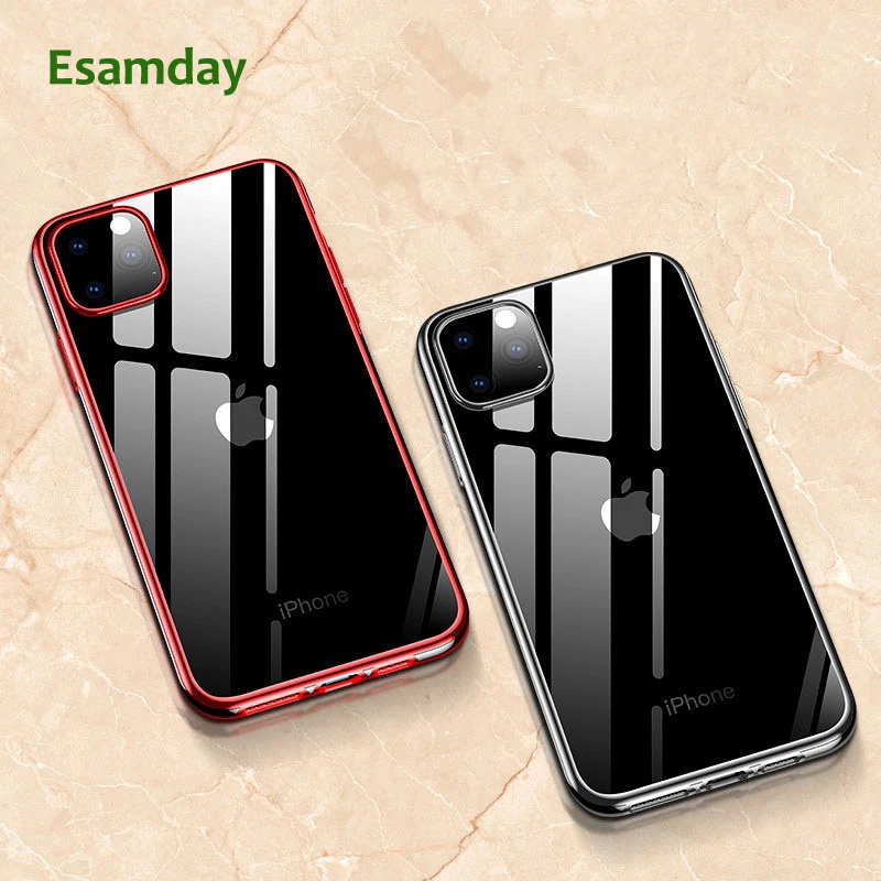 

Luxury Soft TPU Cases For iPhone 11 Pro XR 8 8Plus 7 7Plus 6 6s Plus Transparent Plating Shining case For iPhone X XS MAX Case
