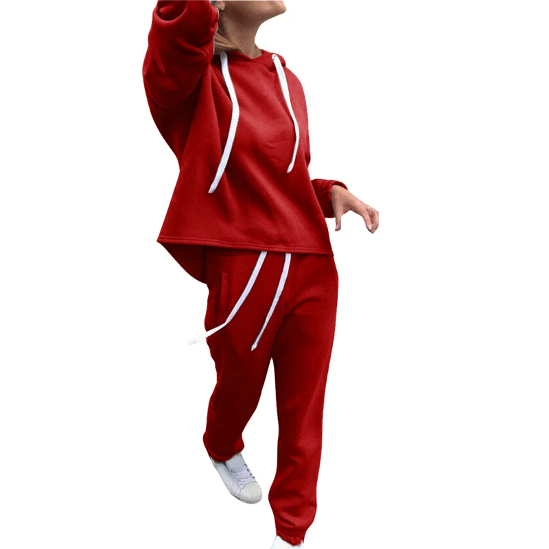 Hoodies Women Tracksuits Long Sleeve Yoga Set Sports Running Suit Yoga Suit Fitness Clothing Sportswear conjunto deportivo mujer - Цвет: red