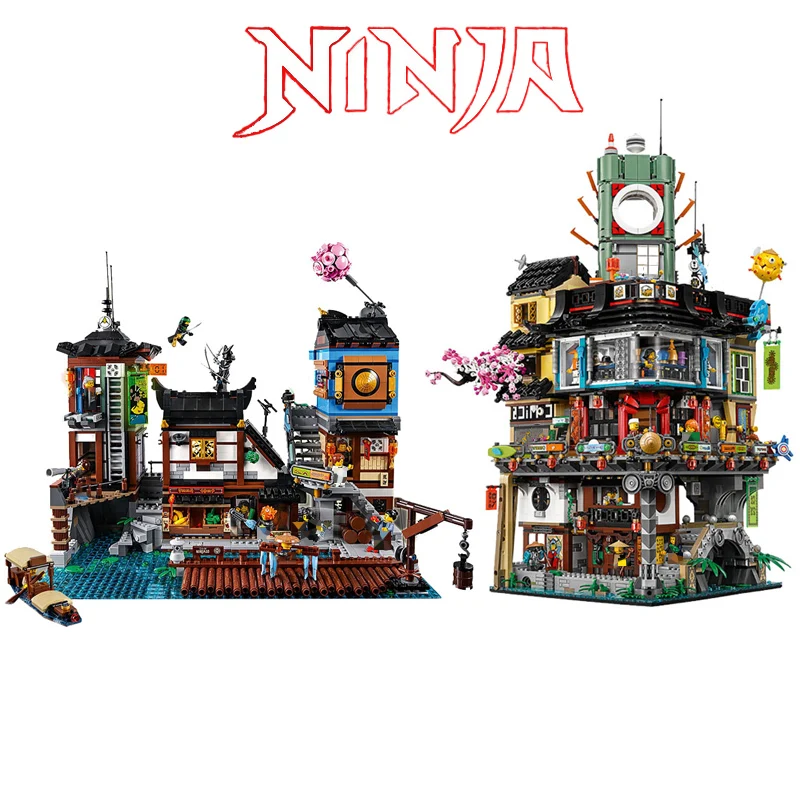 

For Legoing Ninjiagoed City Architecture With Ninja Movie Figures Model Compatible Legoings House Building Blocks Kid Toys Gifts