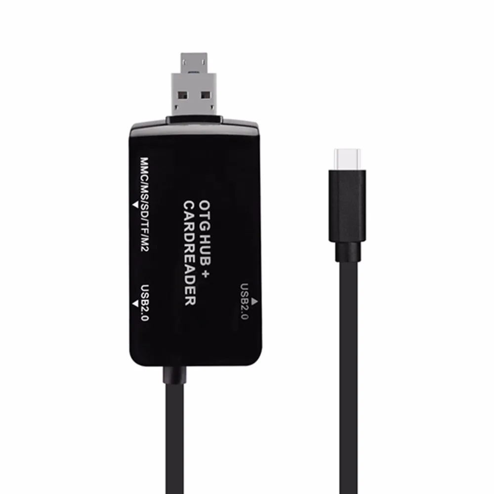 Универсальный OTG 2 порта USB2.0 концентратор с безопасной цифровой картой памяти/TF/MS/MMC/M2 кардридер расширение Телефона