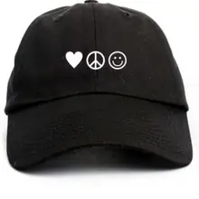 Love Peace& Happiness настраиваемая Кепка для папы, новые черные шапки с принтом