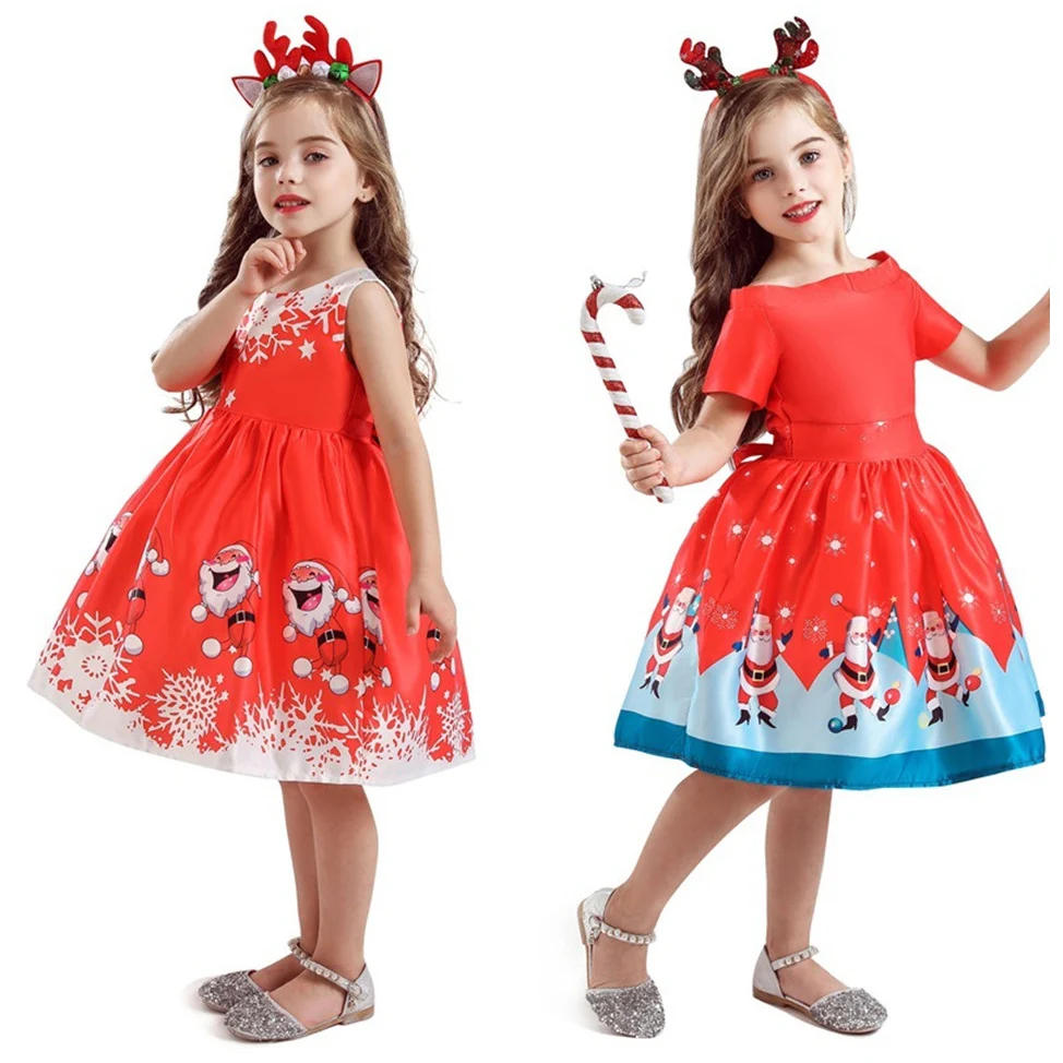 Рождественское платье для маленьких девочек костюм принцессы новогодние