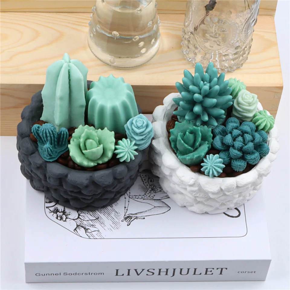 Succulent & Eucalyptus Silicone Mold for 3D DIY Aromatherapy and Crafting