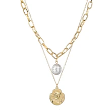 ファッションラウンドパール人格サークルラリアットペン(China)