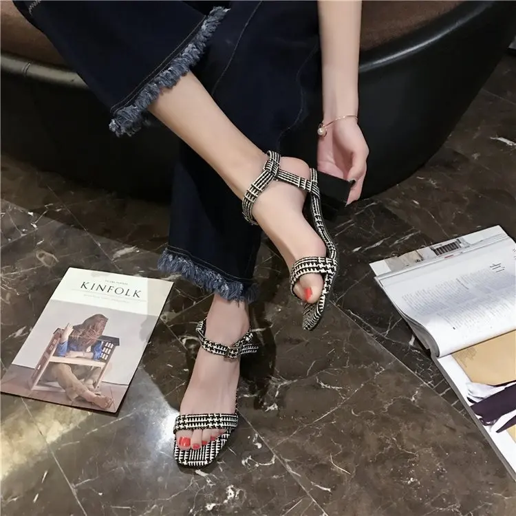 

Cool Shoes Women's 2019 Spring New Style Fairy Wind A- line with Semi-high Heeled Online Celebrity Versatile College Korean-styl