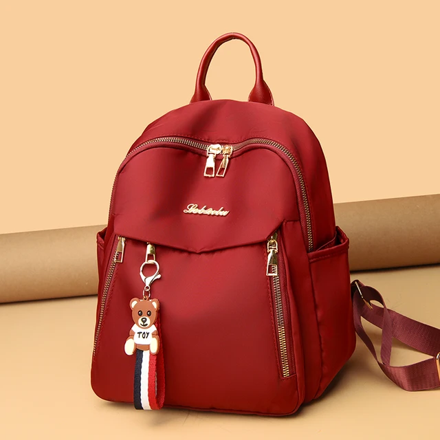 High Quality Oxford Backpack Women Multiple Pockets Mochila Black Red Small Designer Bagpack Cute Book Bag