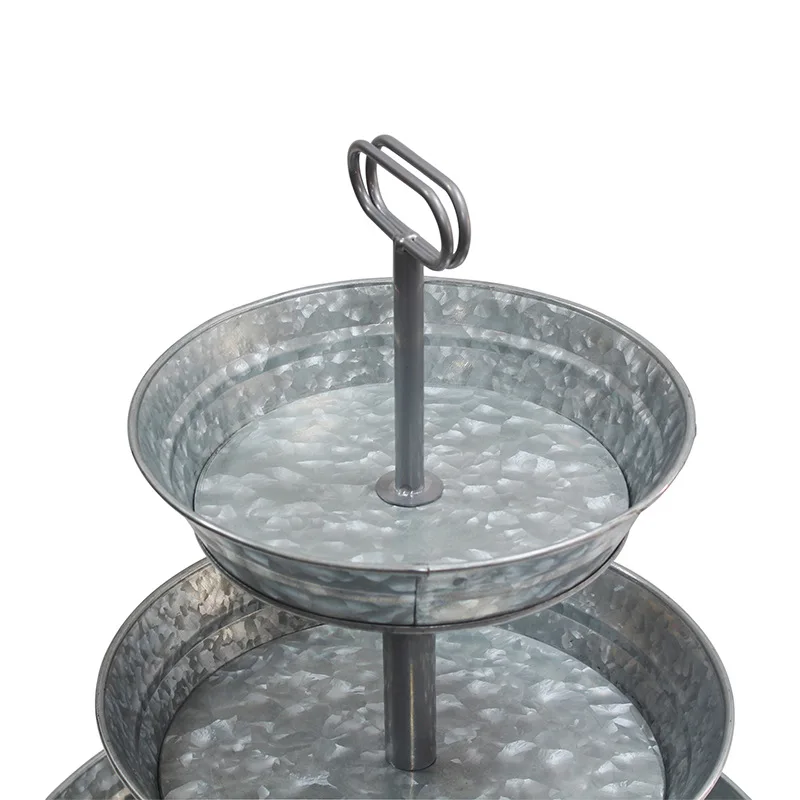 3 Tier Cake Stand Galvanized Metal Serving Tray Plant Dessert Cupcake Fruit Tiered Platter Vintage Decor for Home Party Kitchen