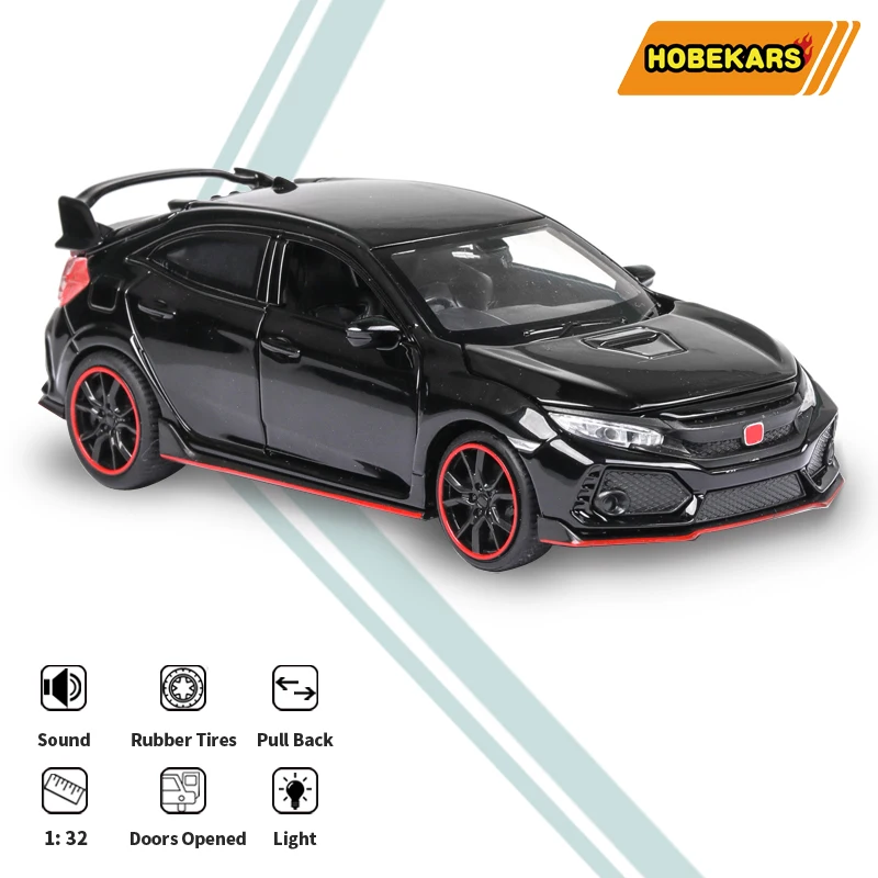 

HOBEKARS 1:32 Diecast Model Car Civic Type R Metal Alloy Simulation Pull Back Cars Toys Vehicles For Children Gifts Collection