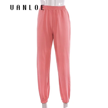 

Women High Waist Elastic Waist Ankle Length Sweatpants Casual Knitted Spring Autumn Trousers Woman 2019